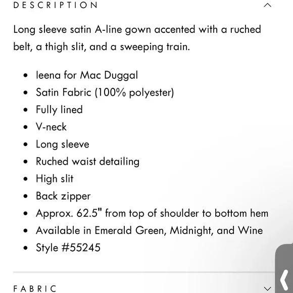 MAC DUGGAL SZ 16 LONG SLEEVE RUCHED WAIST A-LINE GOWN. NWT Dresses